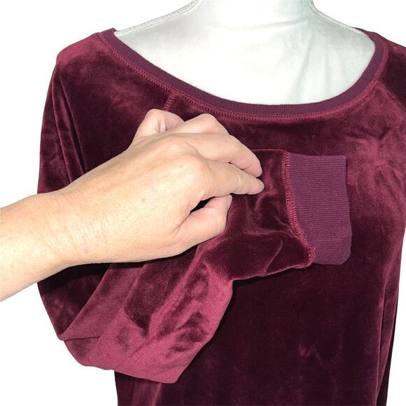 Luxurious Velour Sweatshirt Womens Plush Polyester Spandex Blend Pullover Purple - Picture 7 of 10